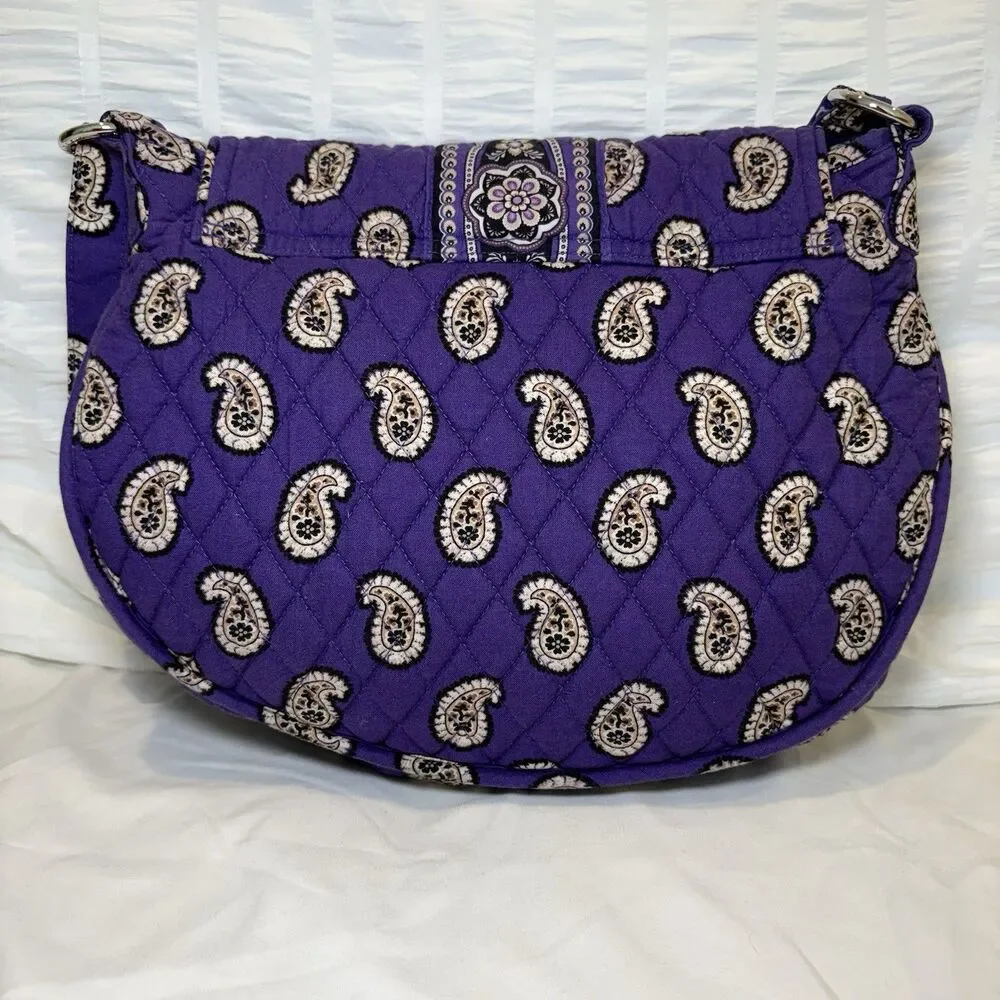 Vera Bradley Saddle Up Crossbody Bag Simply Violet Purple Paisley Shoulder EUC